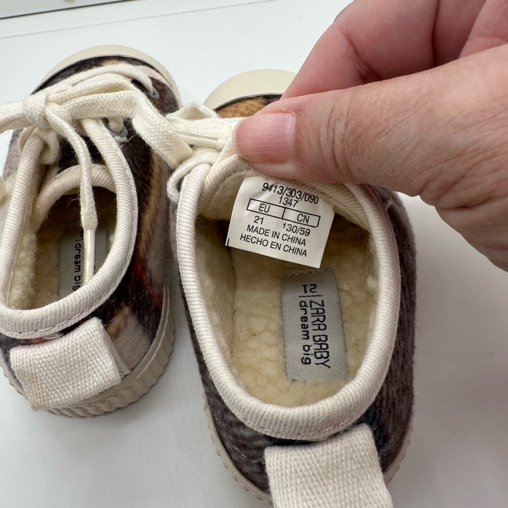 Zara Baby Dream Big Flannel Plaid Sneakers Size EU 21 (US 12-18 Months:EU 20-22) - Picture 4 of 11